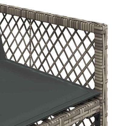 15 Piece Garden Dining Set with Cushions Grey Poly Rattan