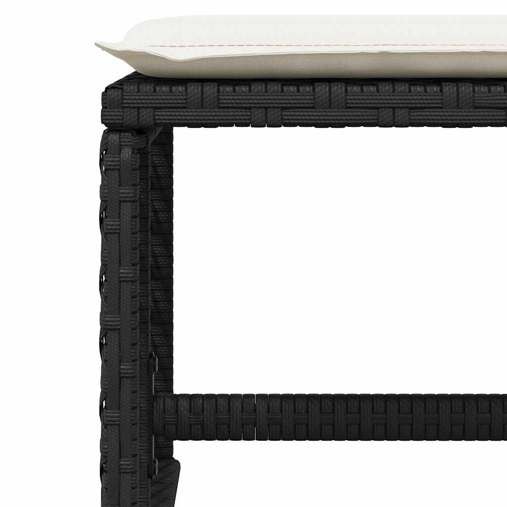 17 Piece Garden Dining Set with Cushions Black Poly Rattan