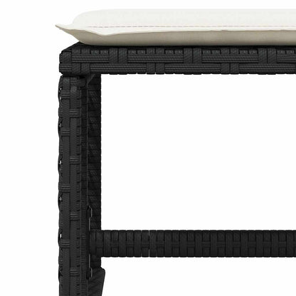 17 Piece Garden Dining Set with Cushions Black Poly Rattan