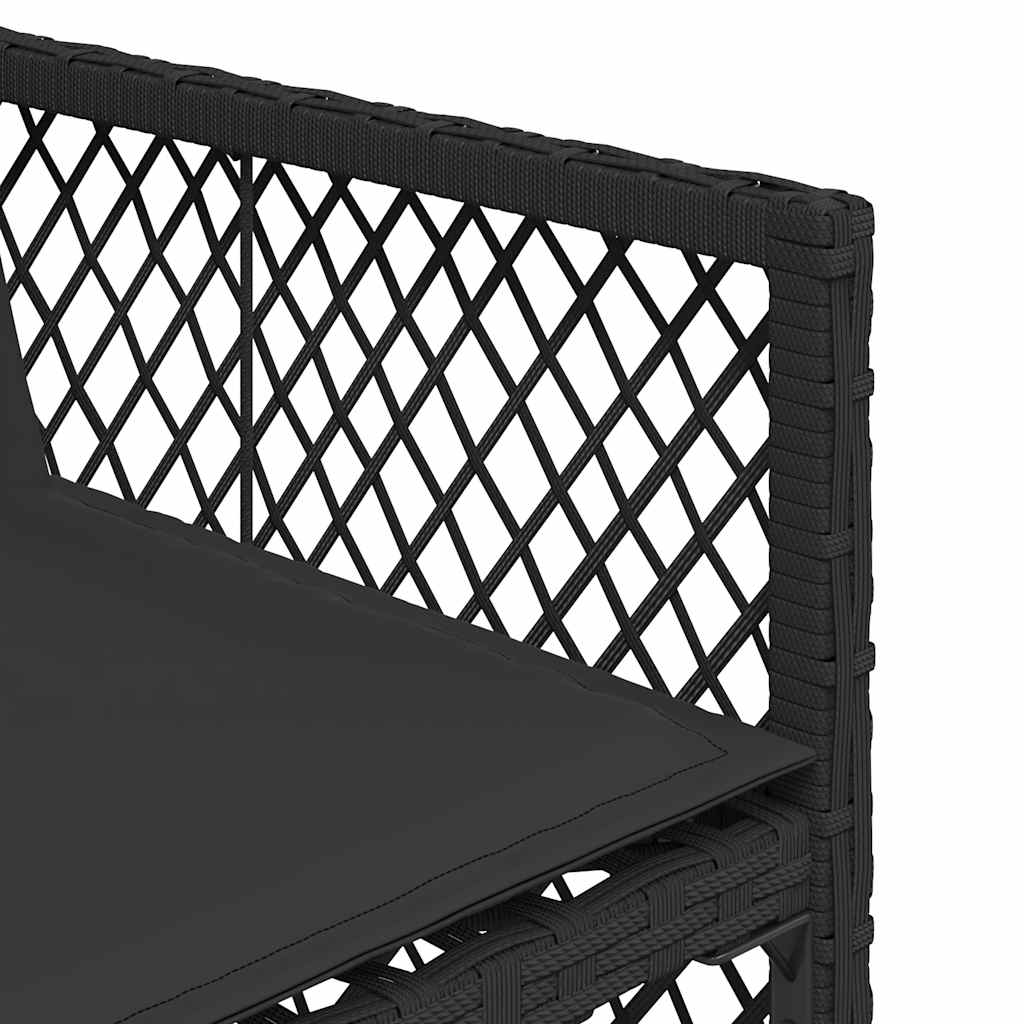 17 Piece Garden Dining Set with Cushions Black Poly Rattan