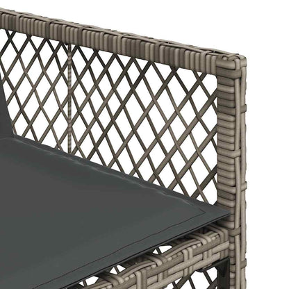 17 Piece Garden Dining Set with Cushions Grey Poly Rattan