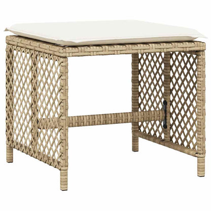 17 Piece Garden Dining Set with Cushions Beige Poly Rattan