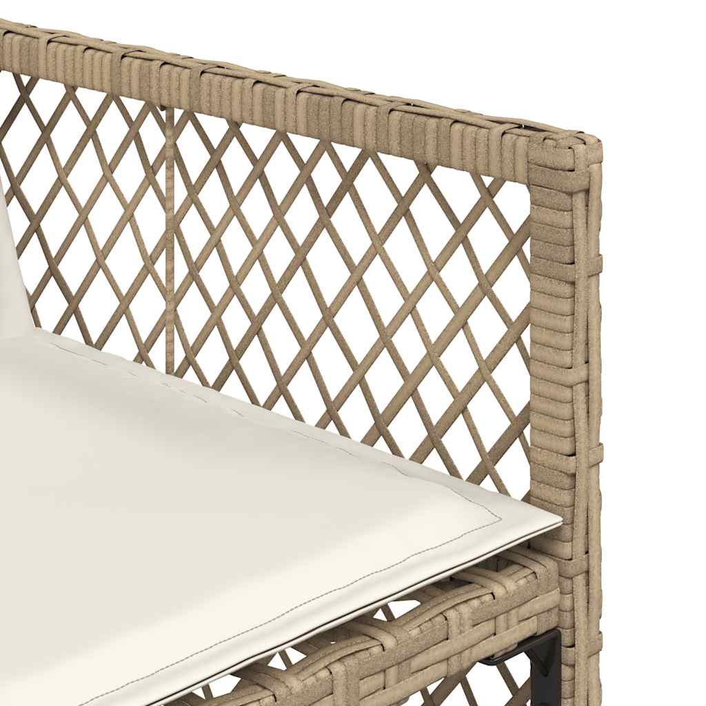 17 Piece Garden Dining Set with Cushions Beige Poly Rattan