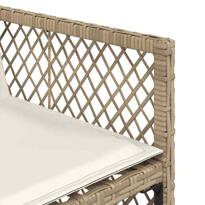 17 Piece Garden Dining Set with Cushions Beige Poly Rattan