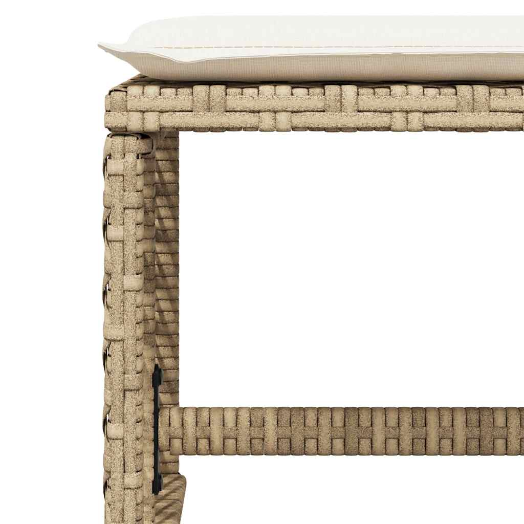 17 Piece Garden Dining Set with Cushions Beige Poly Rattan