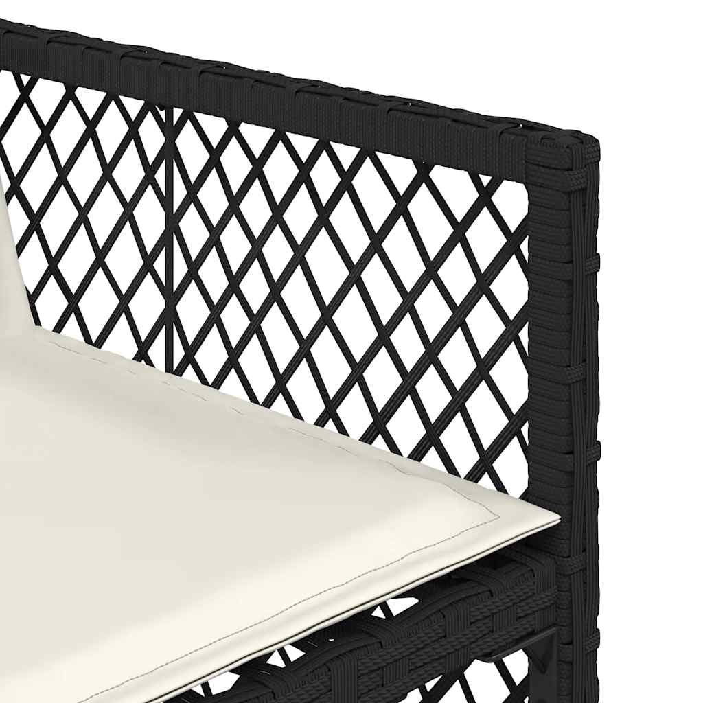 17 Piece Garden Dining Set with Cushions Black Poly Rattan