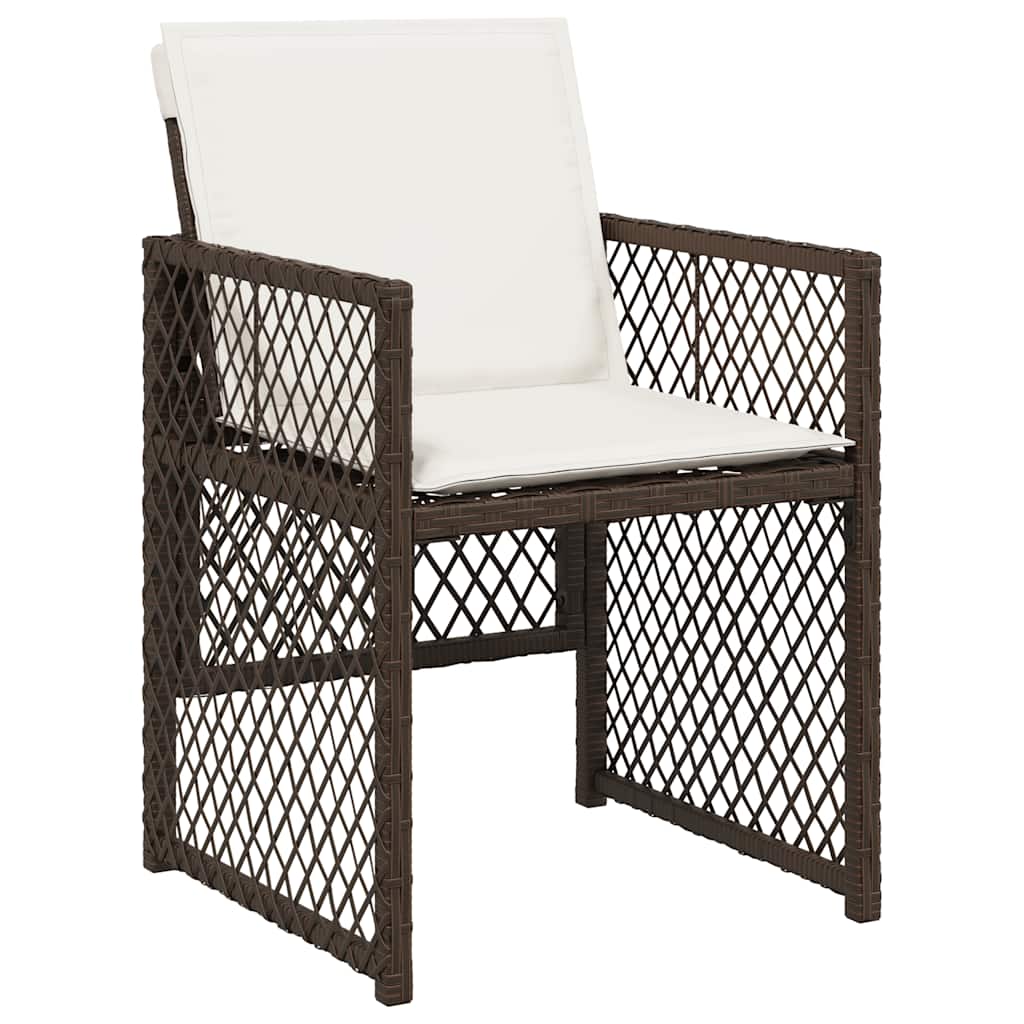 9 Piece Garden Dining Set with Cushions Brown Poly Rattan