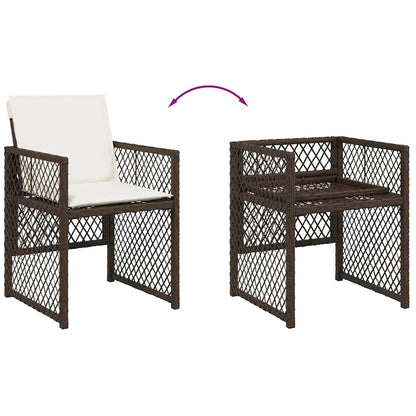 11 Piece Garden Dining Set with Cushions Brown Poly Rattan