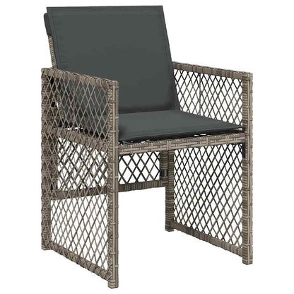 13 Piece Garden Dining Set with Cushions Grey Poly Rattan