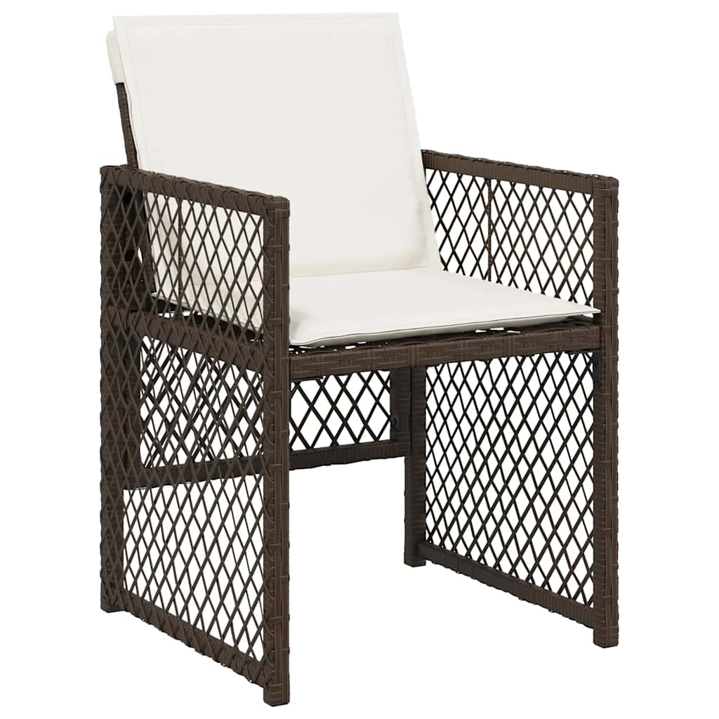 13 Piece Garden Dining Set with Cushions Brown Poly Rattan