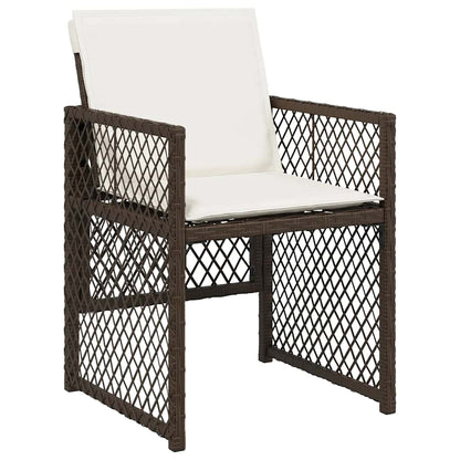 13 Piece Garden Dining Set with Cushions Brown Poly Rattan