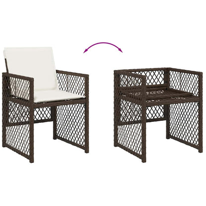 13 Piece Garden Dining Set with Cushions Brown Poly Rattan