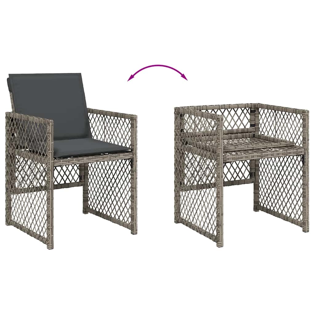 13 Piece Garden Dining Set with Cushions Grey Poly Rattan