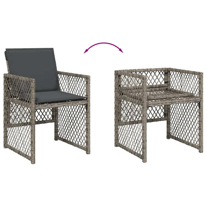 13 Piece Garden Dining Set with Cushions Grey Poly Rattan