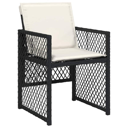 13 Piece Garden Dining Set with Cushions Black Poly Rattan