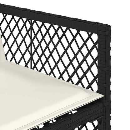 13 Piece Garden Dining Set with Cushions Black Poly Rattan