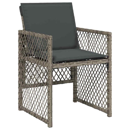 15 Piece Garden Dining Set with Cushions Grey Poly Rattan