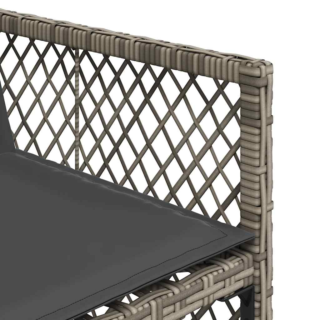 15 Piece Garden Dining Set with Cushions Grey Poly Rattan