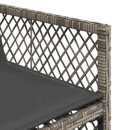 15 Piece Garden Dining Set with Cushions Grey Poly Rattan