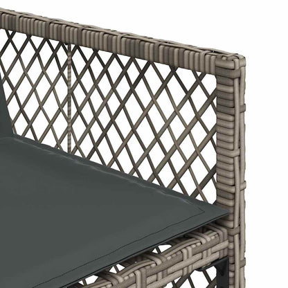 17 Piece Garden Dining Set with Cushions Grey Poly Rattan