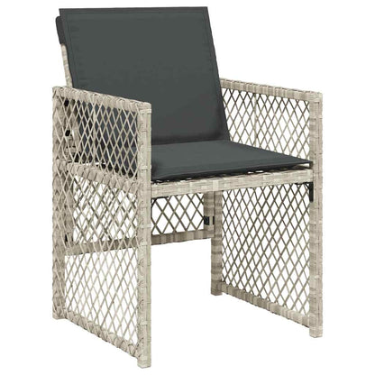 17 Piece Garden Dining Set with Cushions Light Grey Poly Rattan