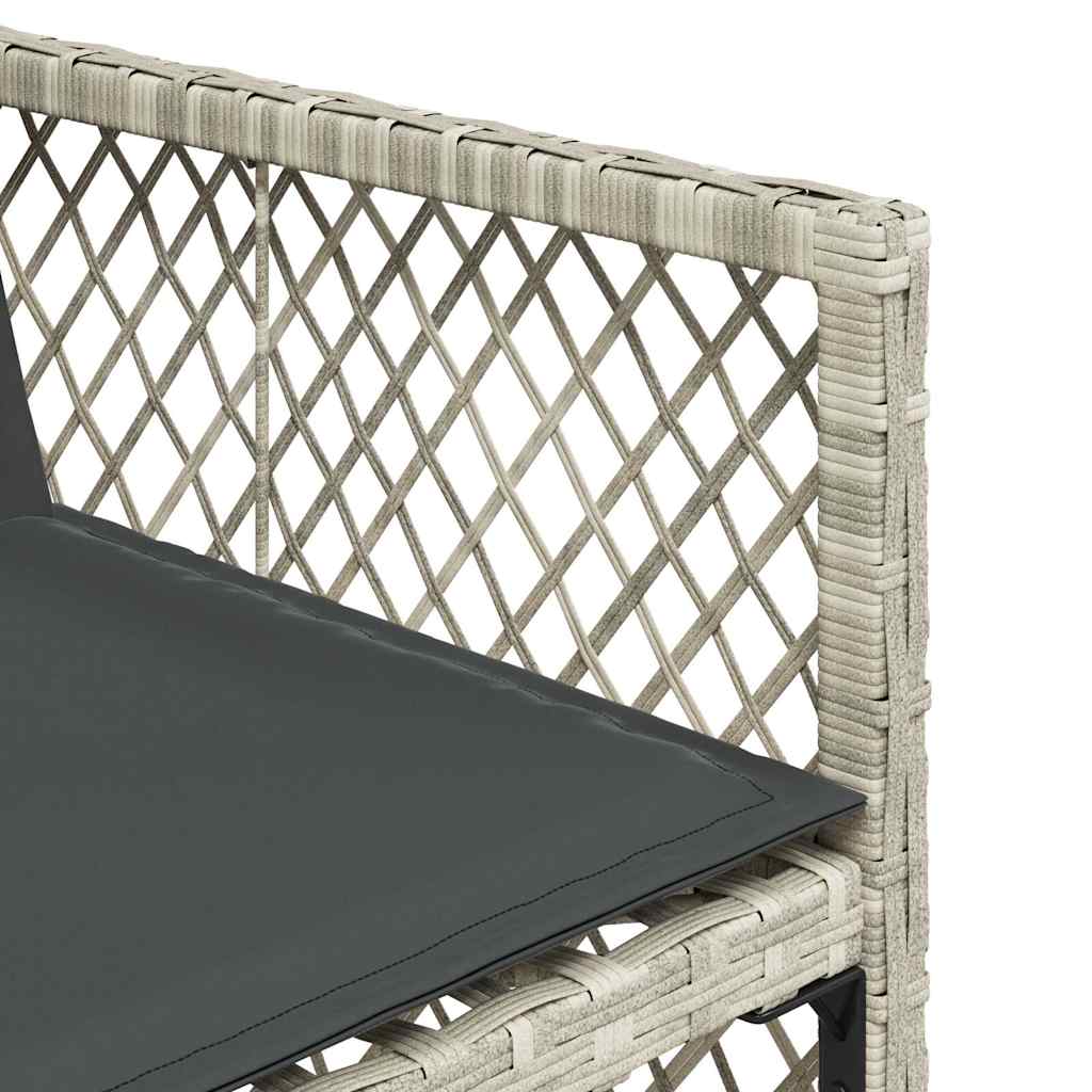 17 Piece Garden Dining Set with Cushions Light Grey Poly Rattan