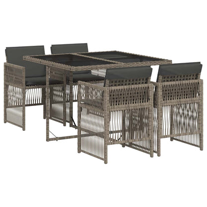Garden Dining Set | Grey | PE Rattan, Powder-Coated Steel, Tempered Glass