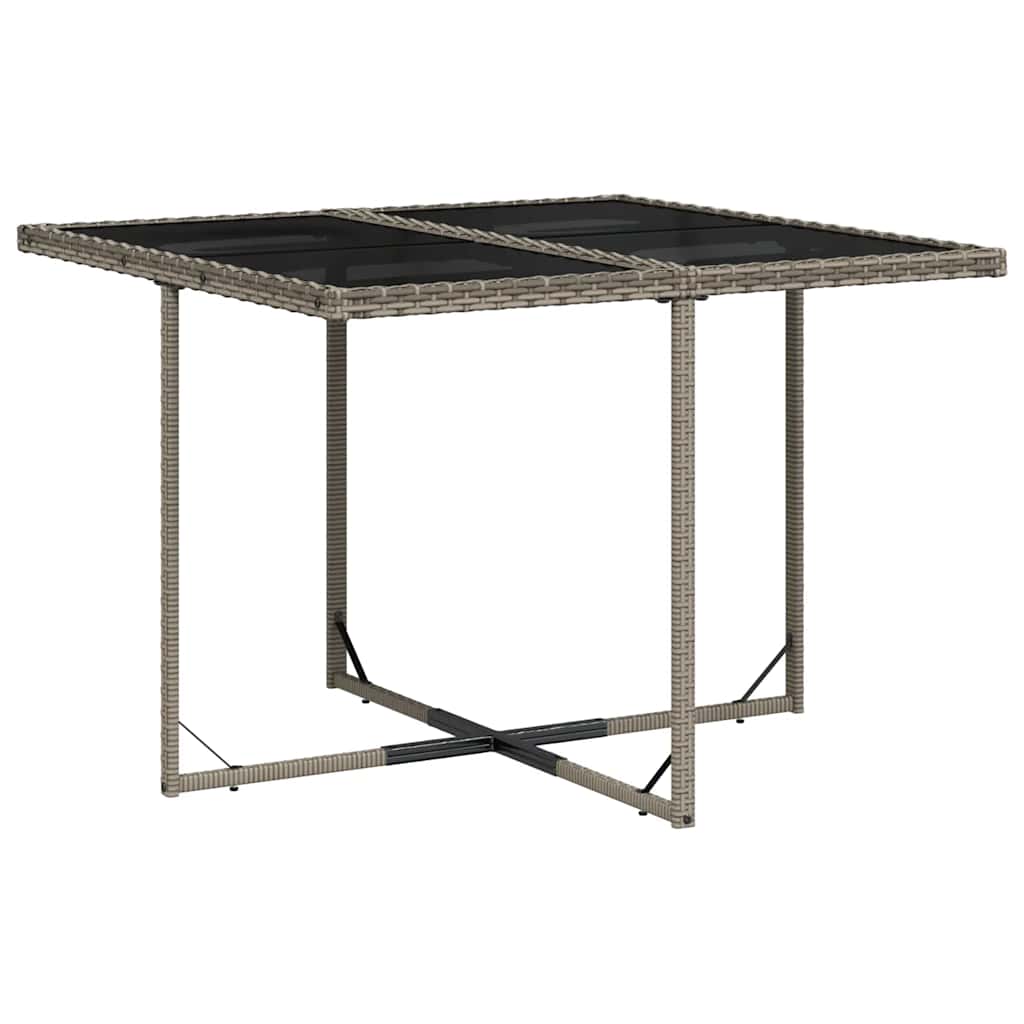 Garden Dining Set | Grey | PE Rattan, Powder-Coated Steel, Tempered Glass
