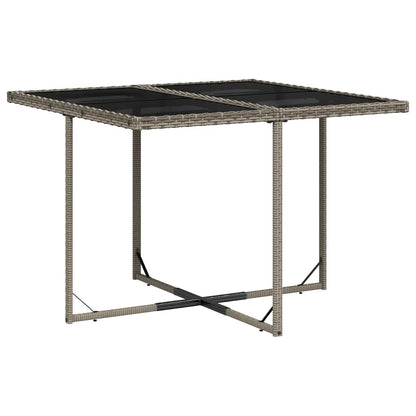 Garden Dining Set | Grey | PE Rattan, Powder-Coated Steel, Tempered Glass