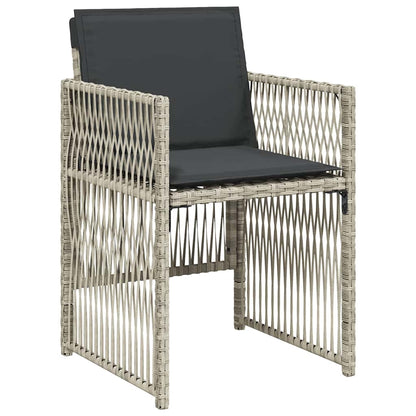 5 Piece Garden Dining Set with Cushions Light Grey Poly Rattan