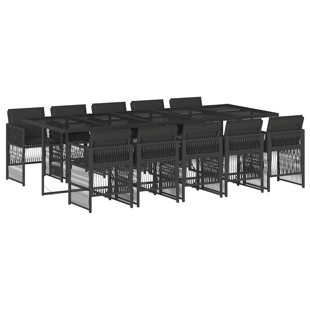 Garden Dining Set | Black | Poly Rattan | 10-seater | Foldable