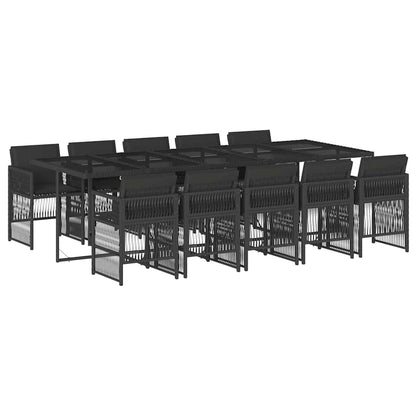 Garden Dining Set | Black | Poly Rattan | 10-seater | Foldable