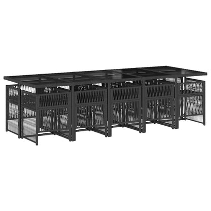Garden Dining Set | Black | Poly Rattan | 10-seater | Foldable