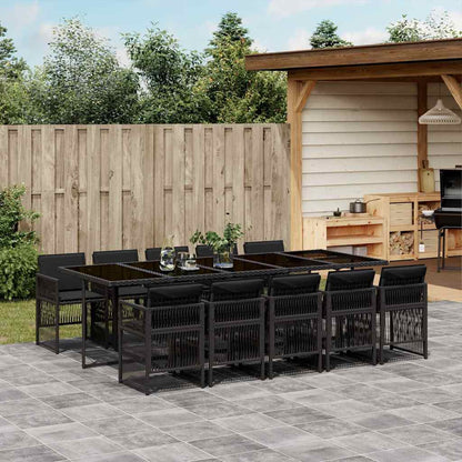 Garden Dining Set | Black | Poly Rattan | 10-seater | Foldable