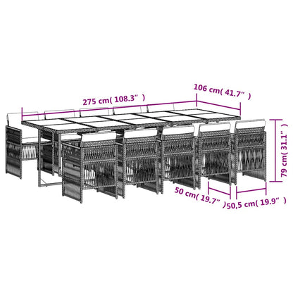 Garden Dining Set | Grey | PE rattan | 10-seater | Foldable