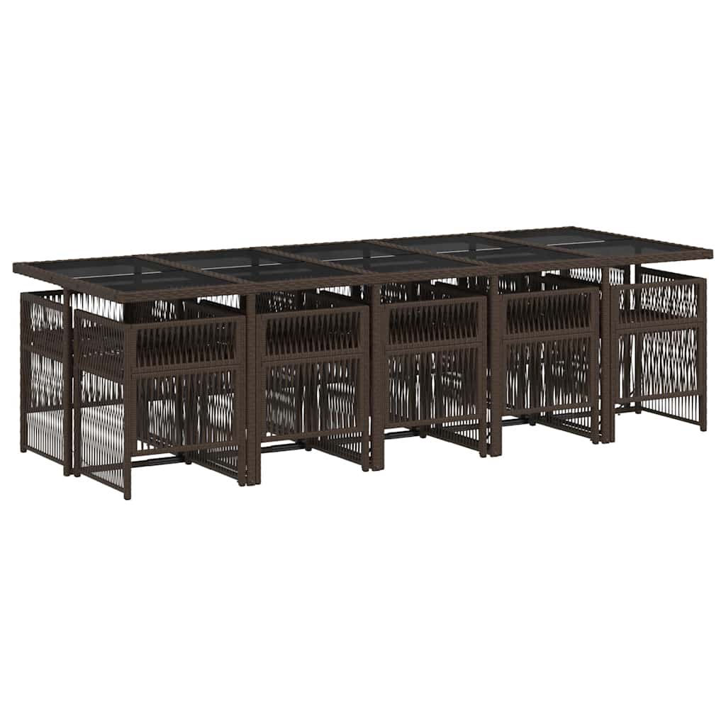 Garden Dining Set | Brown | PE rattan | Large | Foldable