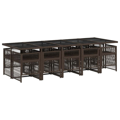 Garden Dining Set | Brown | PE rattan | Large | Foldable
