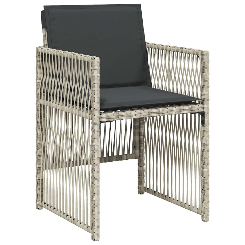11 Piece Garden Dining Set with Cushions Light Grey Poly Rattan