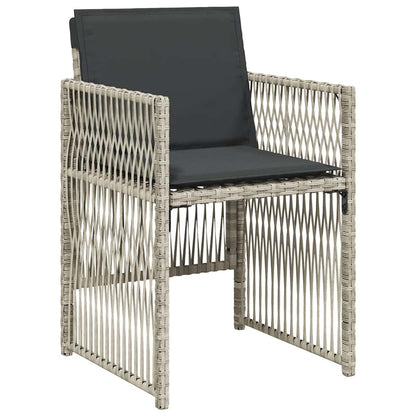 9 Piece Garden Dining Set with Cushions Light Grey Poly Rattan