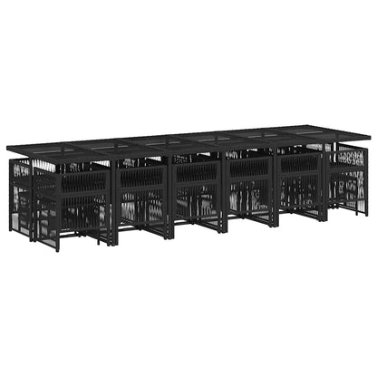 17 Piece Garden Dining Set with Cushions Black Poly Rattan
