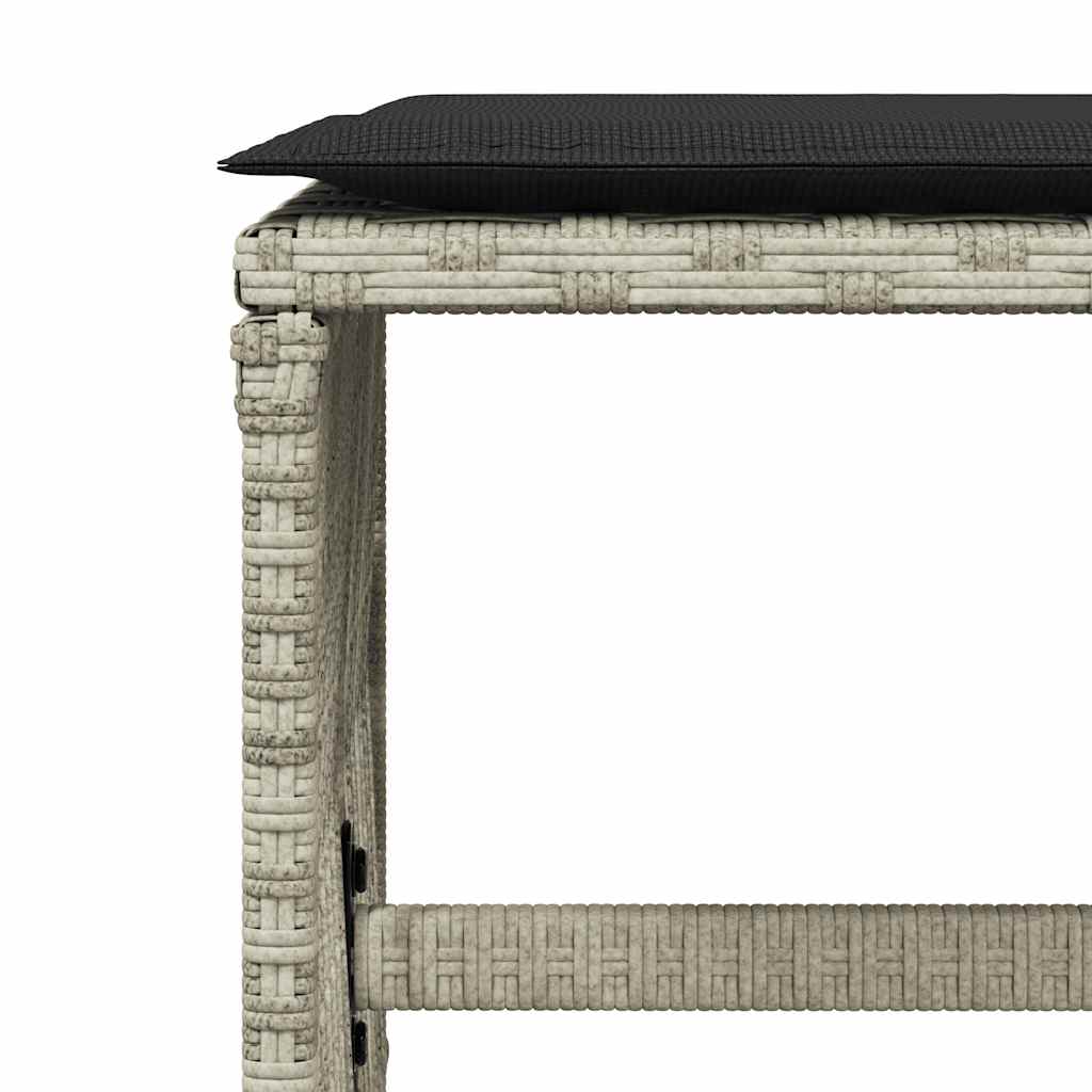 17 Piece Garden Dining Set with Cushions Light Grey Poly Rattan