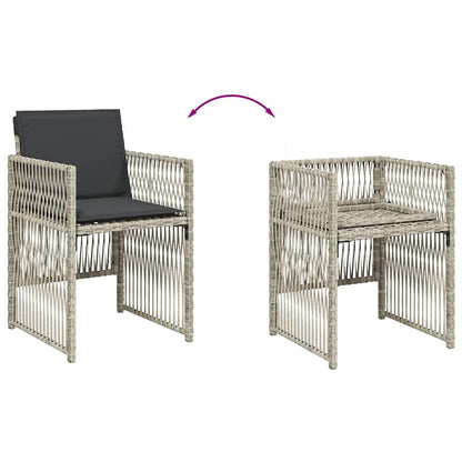 9 Piece Garden Dining Set with Cushions Light Grey Poly Rattan