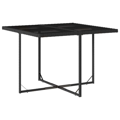 Garden Dining Set | Black | PE rattan | 4-seater | Foldable