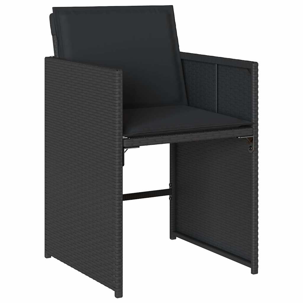 Garden Dining Set | Black | PE rattan | 4-seater | Foldable