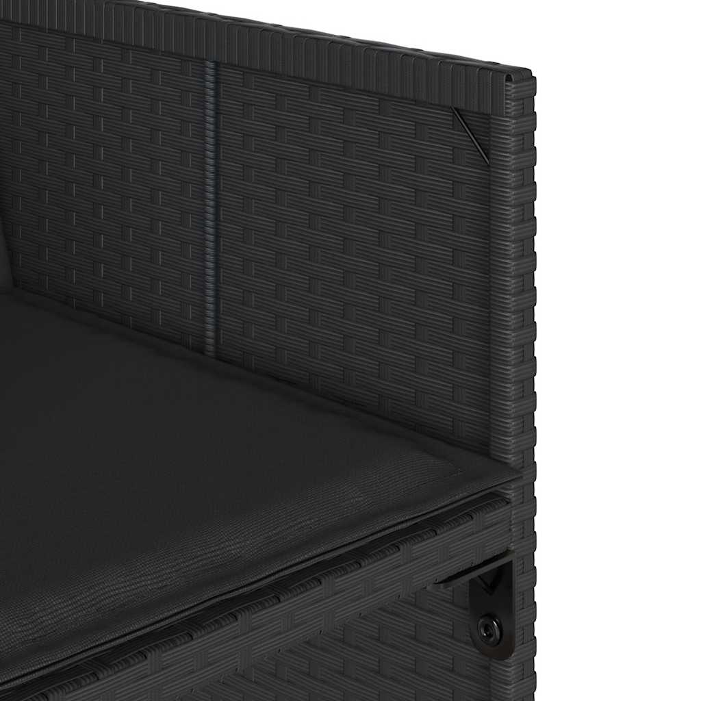 Garden Dining Set | Black | PE rattan | 4-seater | Foldable