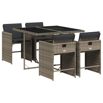 Garden Dining Set | Grey | PE rattan, powder-coated steel, tempered glass