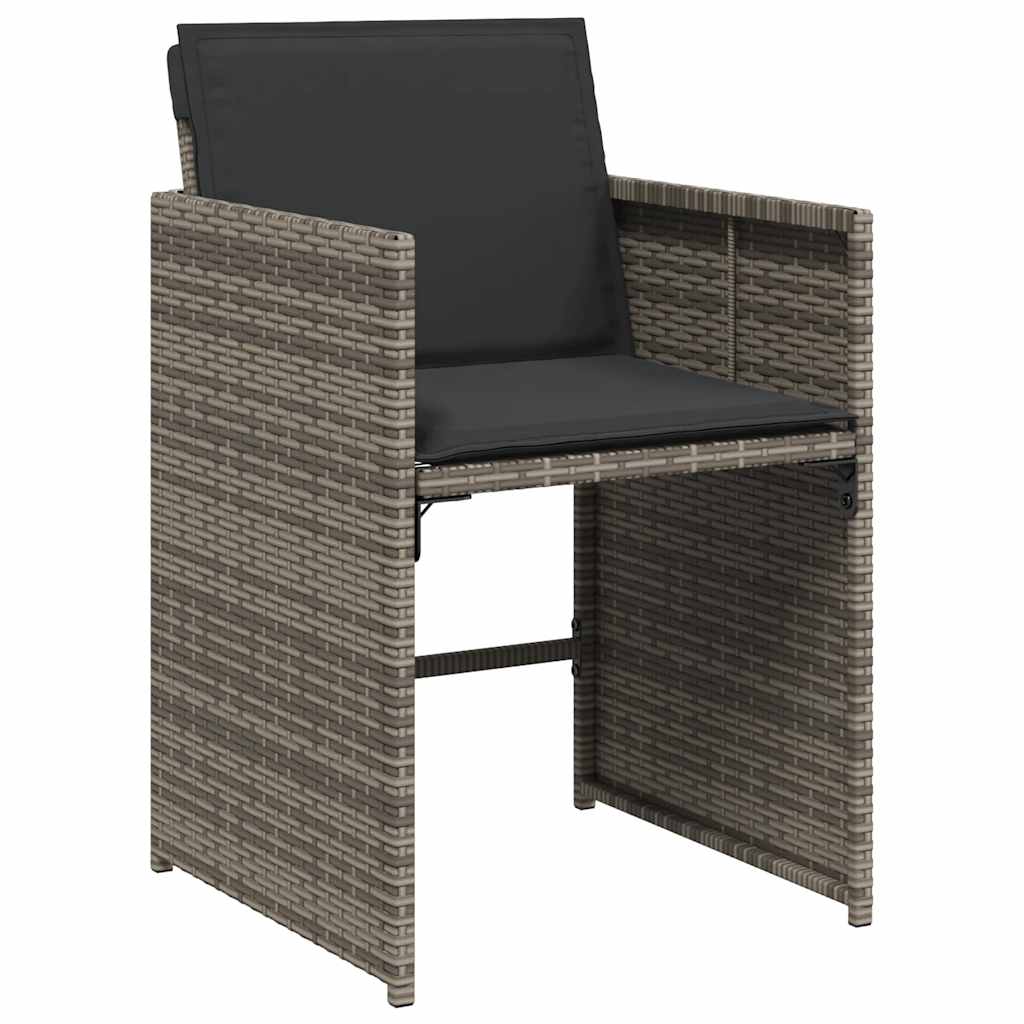 Garden Dining Set | Grey | PE rattan, powder-coated steel, tempered glass