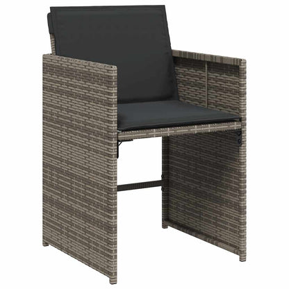 5 Piece Garden Dining Set with Cushions Grey Poly Rattan
