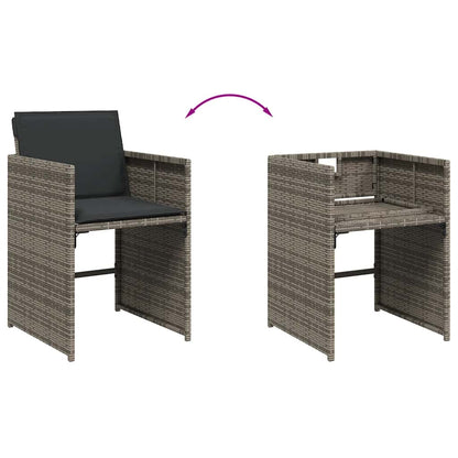 Garden Dining Set | Grey | PE rattan, powder-coated steel, tempered glass