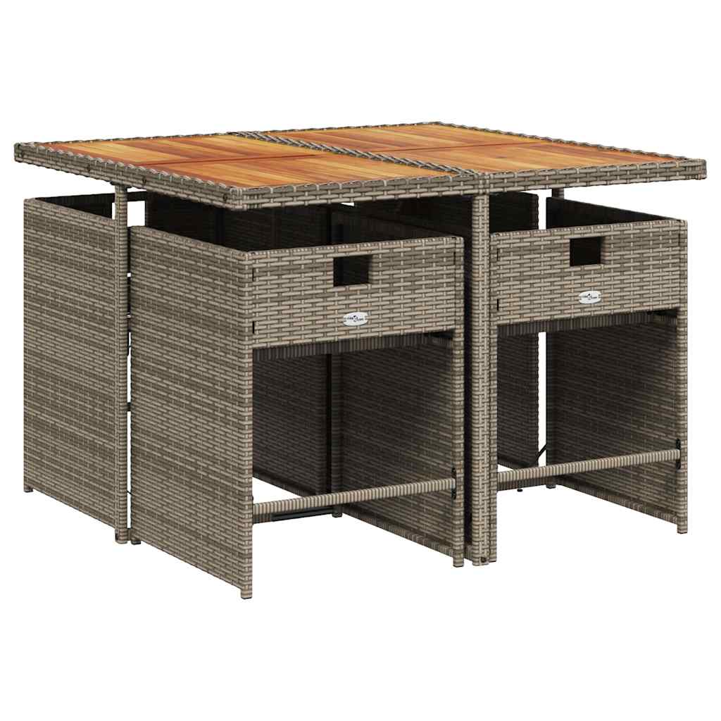Garden Dining Set | Grey | Poly Rattan | Medium | Collapsible